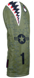 "Bomber/Warhawk" Olive Drab Premium USA Leather Headcovers (PRE-ORDER)