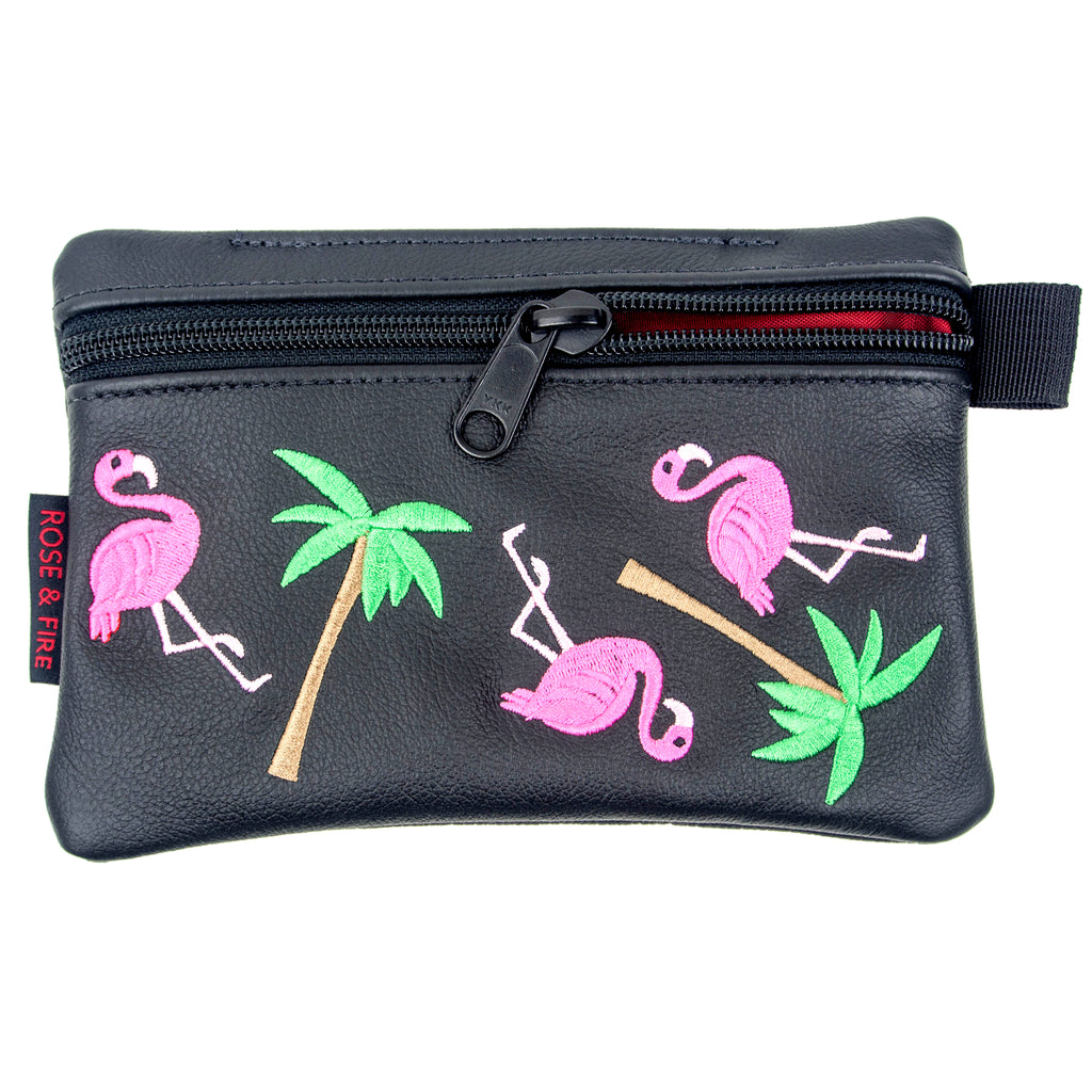 "Flamingo" Premium Leather Zippered Valuables Pouch(PRE-ORDER)